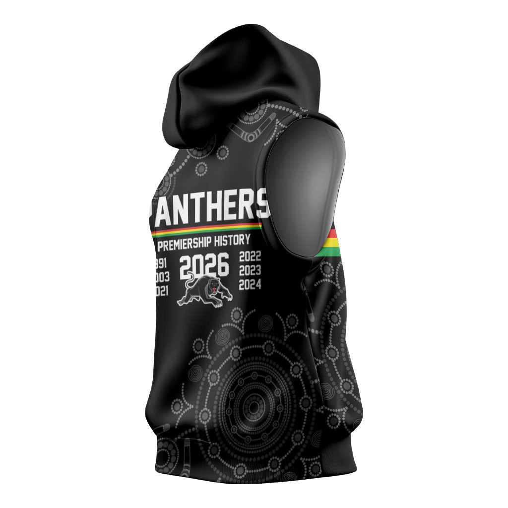 Penrith Premiers 2026 Sleeveless Hoodie Panthers Seven-Time Premiership Black