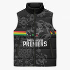 Penrith Premiers 2026 Sleeveless Puffer Jacket Panthers Seven-Time Premiership Black