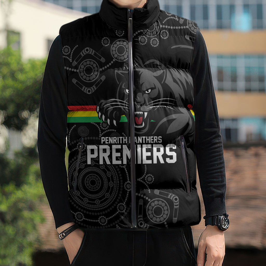 Penrith Premiers 2026 Sleeveless Puffer Jacket Panthers Seven-Time Premiership Black