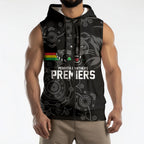 Penrith Premiers 2026 Sleeveless Zip Hoodie Panthers Seven-Time Premiership Black