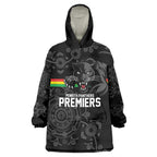 Penrith Premiers 2026 Wearable Blanket Hoodie Panthers Seven-Time Premiership Black