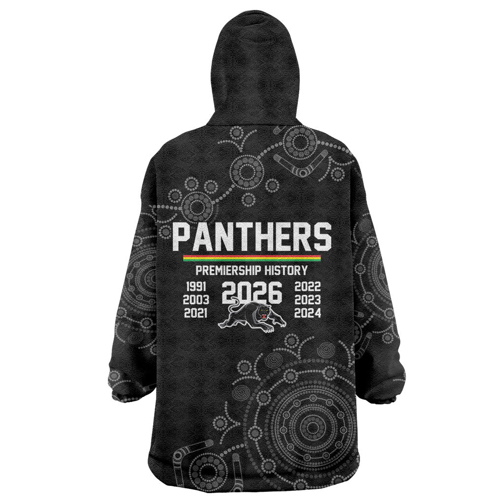 Penrith Premiers 2026 Wearable Blanket Hoodie Panthers Seven-Time Premiership Black