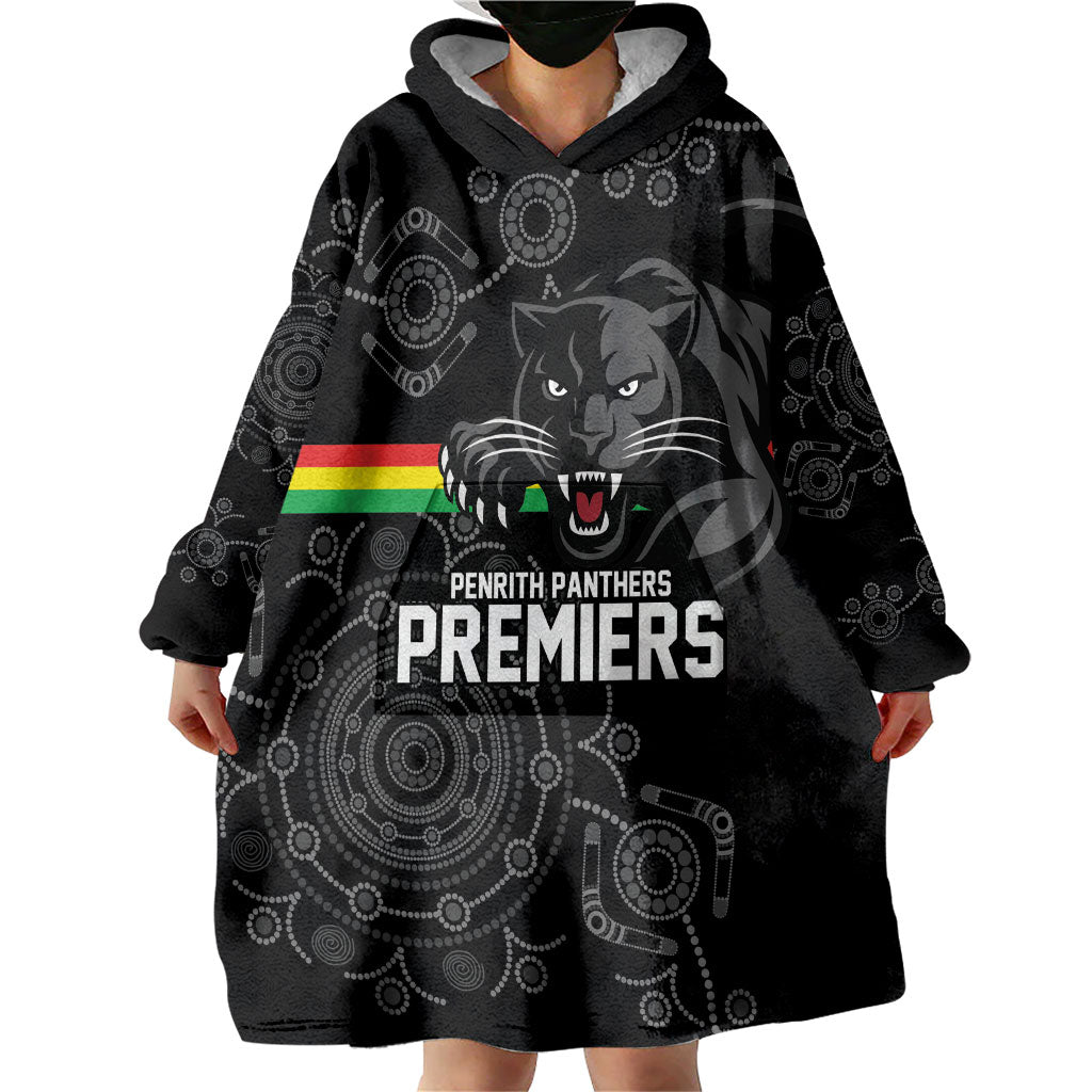 Penrith Premiers 2026 Wearable Blanket Hoodie Panthers Seven-Time Premiership Black