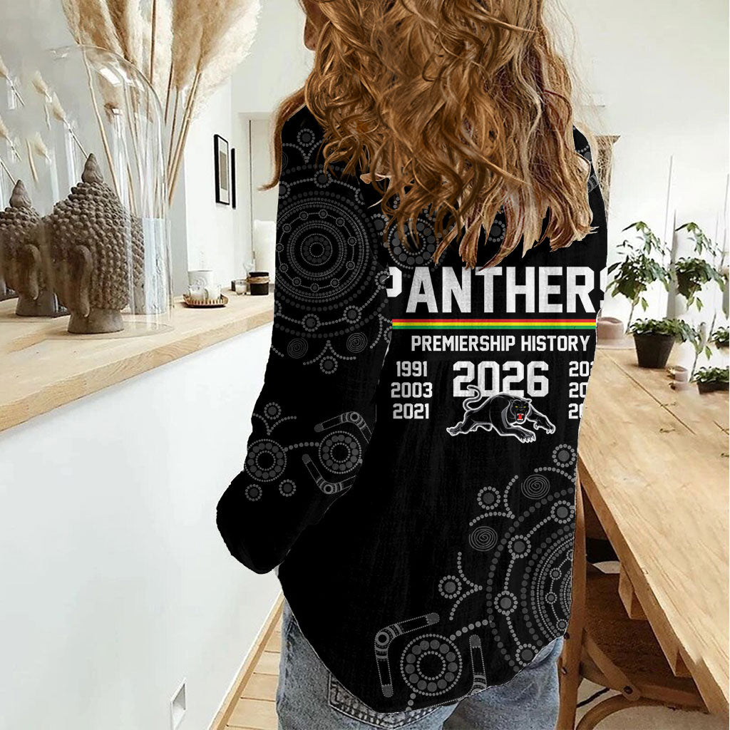 Penrith Premiers 2026 Women Casual Shirt Panthers Seven-Time Premiership Black