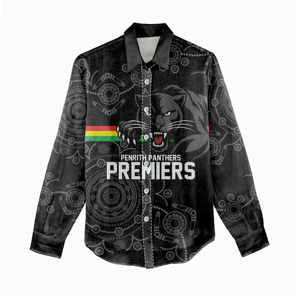 Penrith Premiers 2026 Women Casual Shirt Panthers Seven-Time Premiership Black