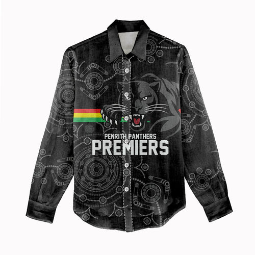 Penrith Premiers 2026 Women Casual Shirt Panthers Seven-Time Premiership Black