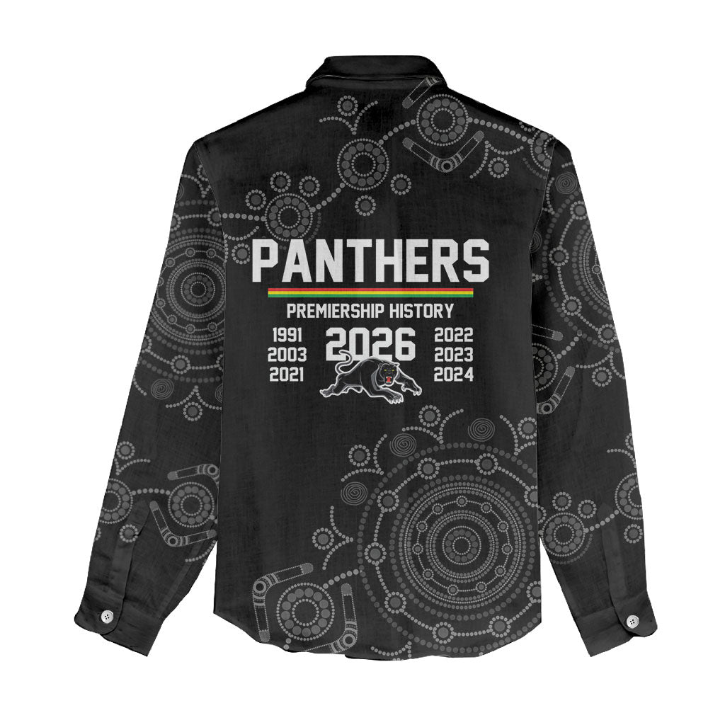 Penrith Premiers 2026 Women Casual Shirt Panthers Seven-Time Premiership Black