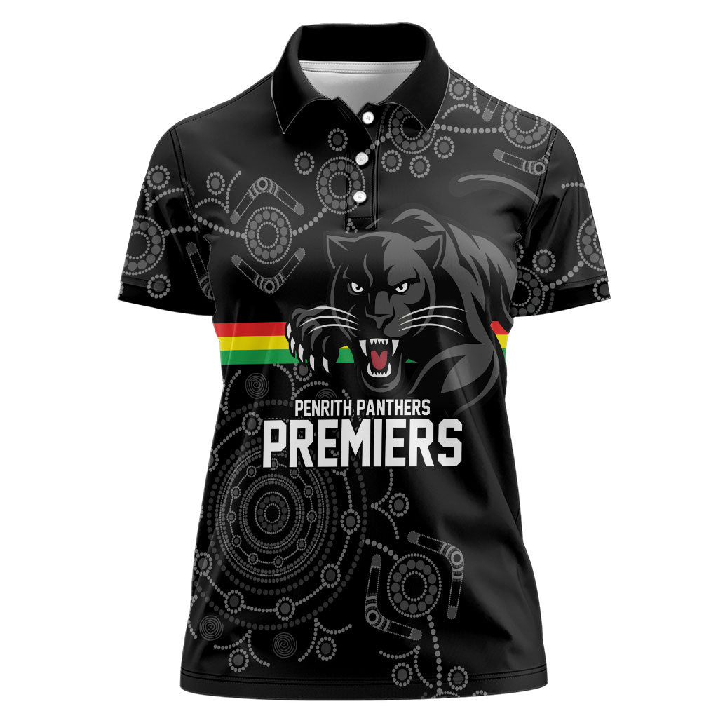 Penrith Premiers 2026 Women Polo Shirt Panthers Seven-Time Premiership Black