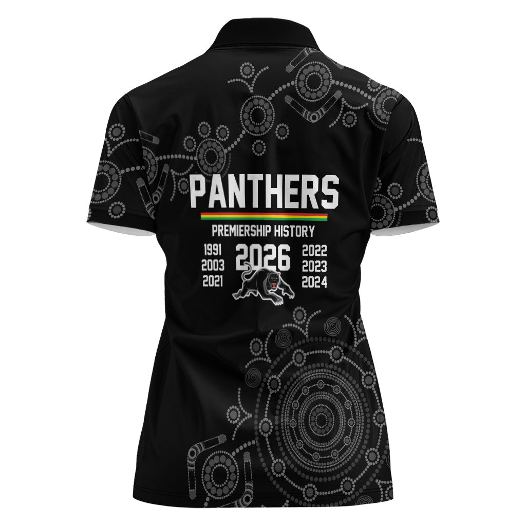 Penrith Premiers 2026 Women Polo Shirt Panthers Seven-Time Premiership Black