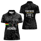 Penrith Premiers 2026 Women Polo Shirt Panthers Seven-Time Premiership Black