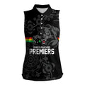 Penrith Premiers 2026 Women Sleeveless Polo Shirt Panthers Seven-Time Premiership Black