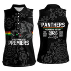 Penrith Premiers 2026 Women Sleeveless Polo Shirt Panthers Seven-Time Premiership Black