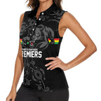 Penrith Premiers 2026 Women Sleeveless Polo Shirt Panthers Seven-Time Premiership Black