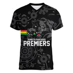 Penrith Premiers 2026 Women V-Neck T-Shirt Panthers Seven-Time Premiership Black