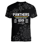 Penrith Premiers 2026 Women V-Neck T-Shirt Panthers Seven-Time Premiership Black