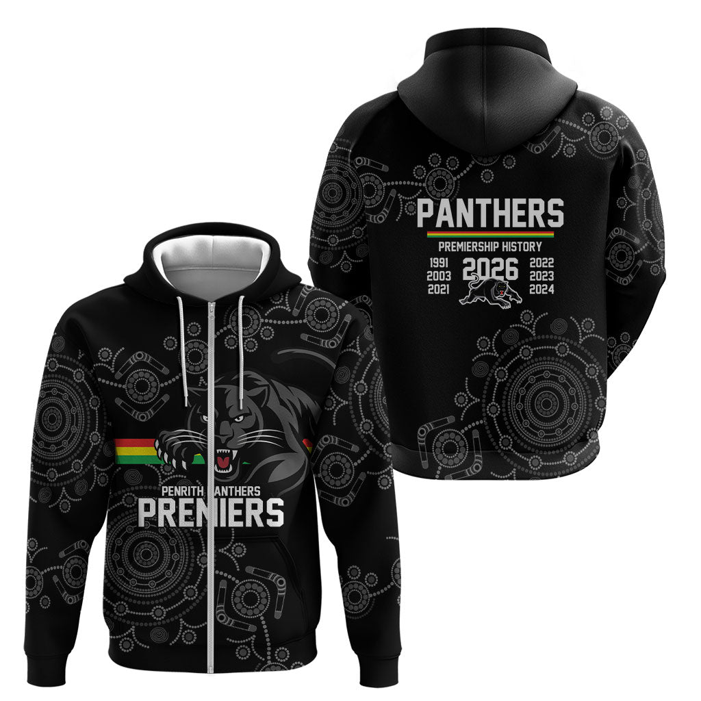 Penrith Premiers 2026 Zip Hoodie Panthers Seven-Time Premiership Black