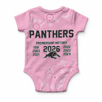 Penrith Premiers 2026 Baby Onesie Panthers Seven-Time Premiership Pink