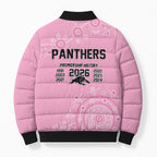 Penrith Premiers 2026 Bomber Puffer Jacket Panthers Seven-Time Premiership Pink