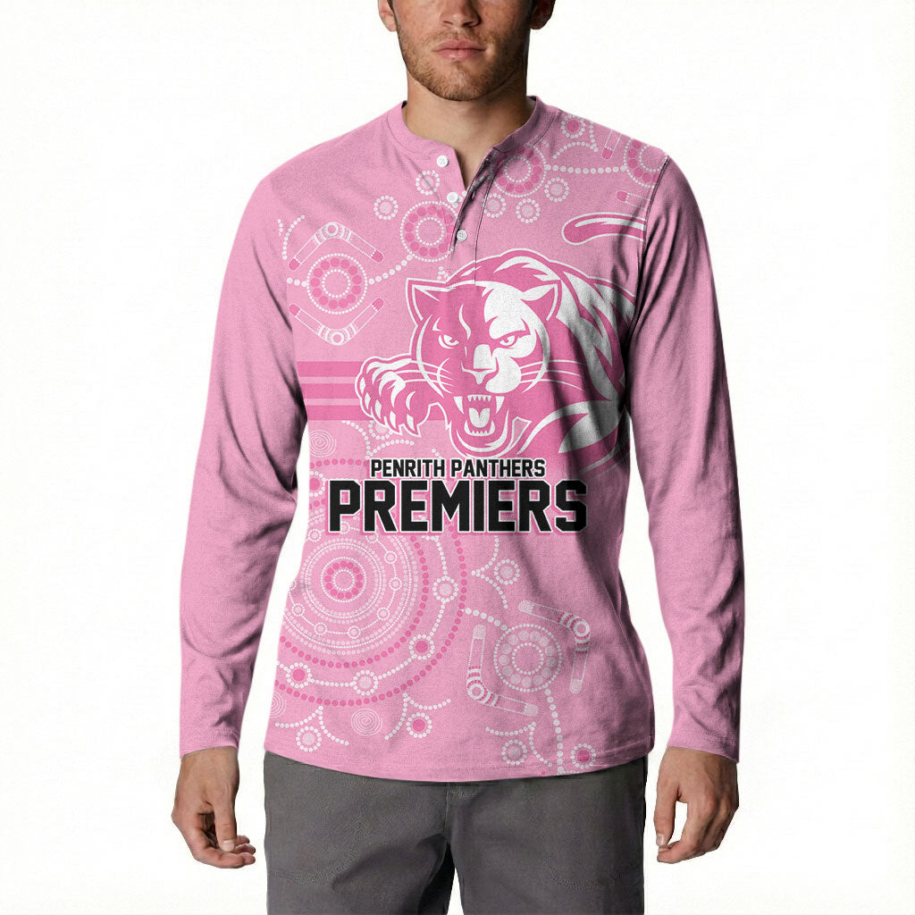 Penrith Premiers 2026 Button Sweatshirt Panthers Seven-Time Premiership Pink