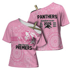 Penrith Premiers 2026 Cross Shoulder Shirt Panthers Seven-Time Premiership Pink