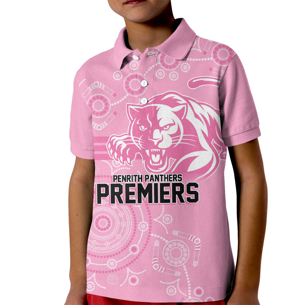 Penrith Premiers 2026 Kid Polo Shirt Panthers Seven-Time Premiership Pink