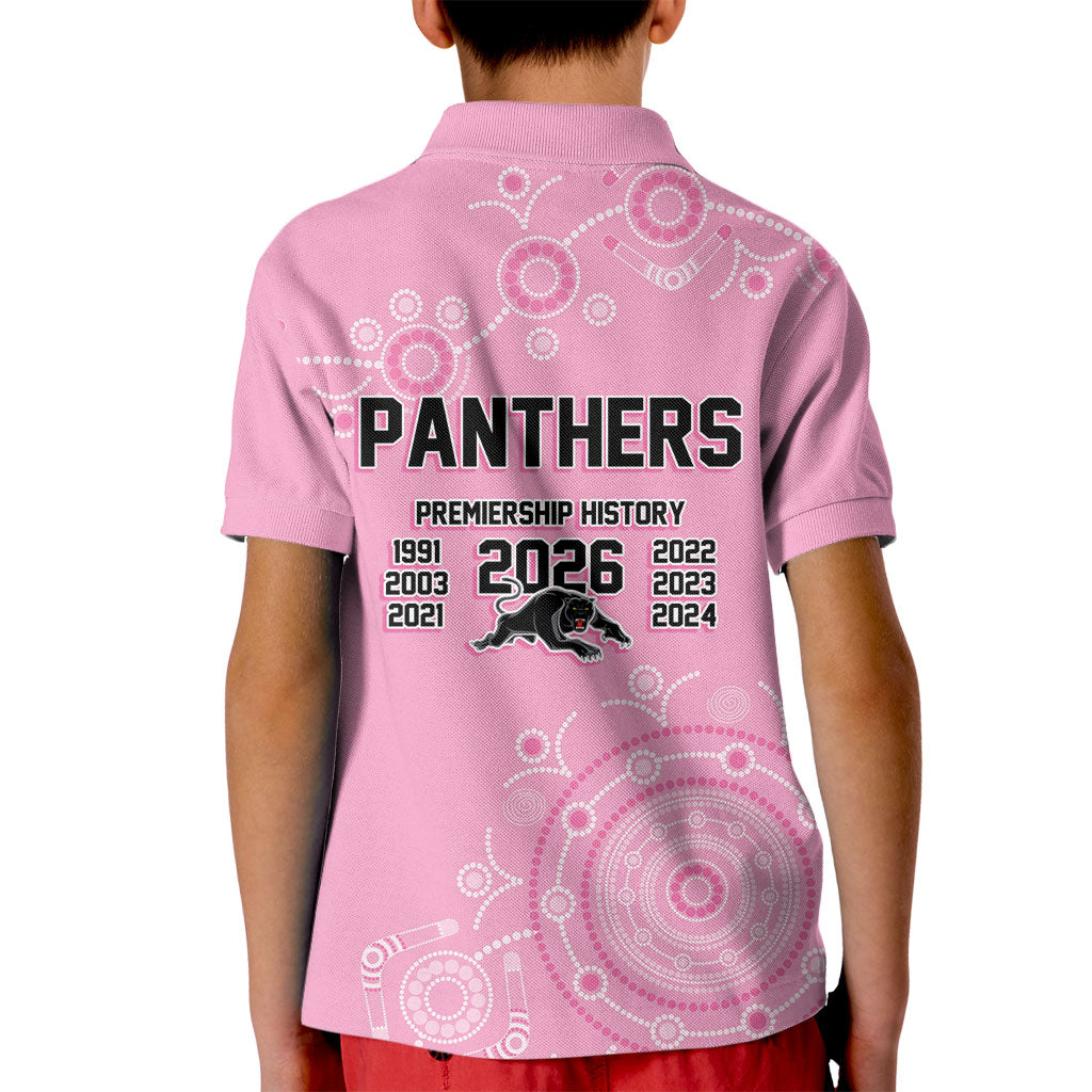 Penrith Premiers 2026 Kid Polo Shirt Panthers Seven-Time Premiership Pink