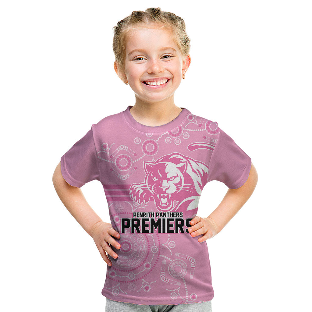 Penrith Premiers 2026 Kid T Shirt Panthers Seven-Time Premiership Pink