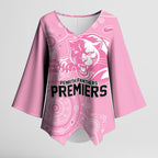 Penrith Premiers 2026 Kimono Sleeve Blouse Panthers Seven-Time Premiership Pink