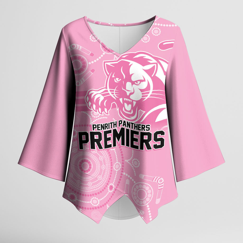 Penrith Premiers 2026 Kimono Sleeve Blouse Panthers Seven-Time Premiership Pink