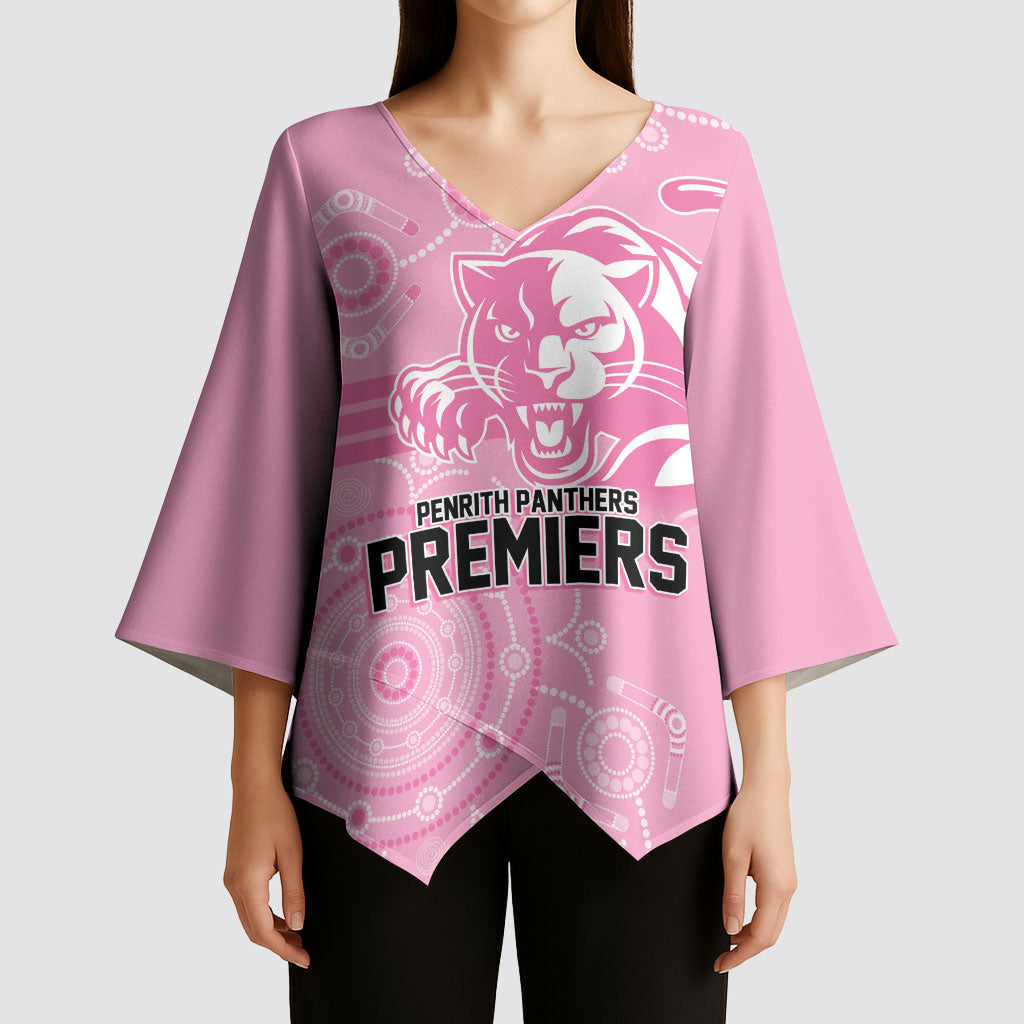 Penrith Premiers 2026 Kimono Sleeve Blouse Panthers Seven-Time Premiership Pink