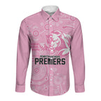 Penrith Premiers 2026 Long Sleeve Button Shirt Panthers Seven-Time Premiership Pink