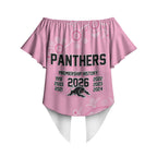 Penrith Premiers 2026 Off Shoulder Wrap Waist Top Panthers Seven-Time Premiership Pink
