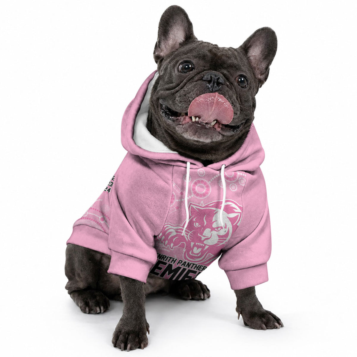 Penrith Premiers 2026 Pet Hoodie Panthers Seven-Time Premiership Pink