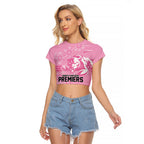 Penrith Premiers 2026 Raglan Cropped T Shirt Panthers Seven-Time Premiership Pink