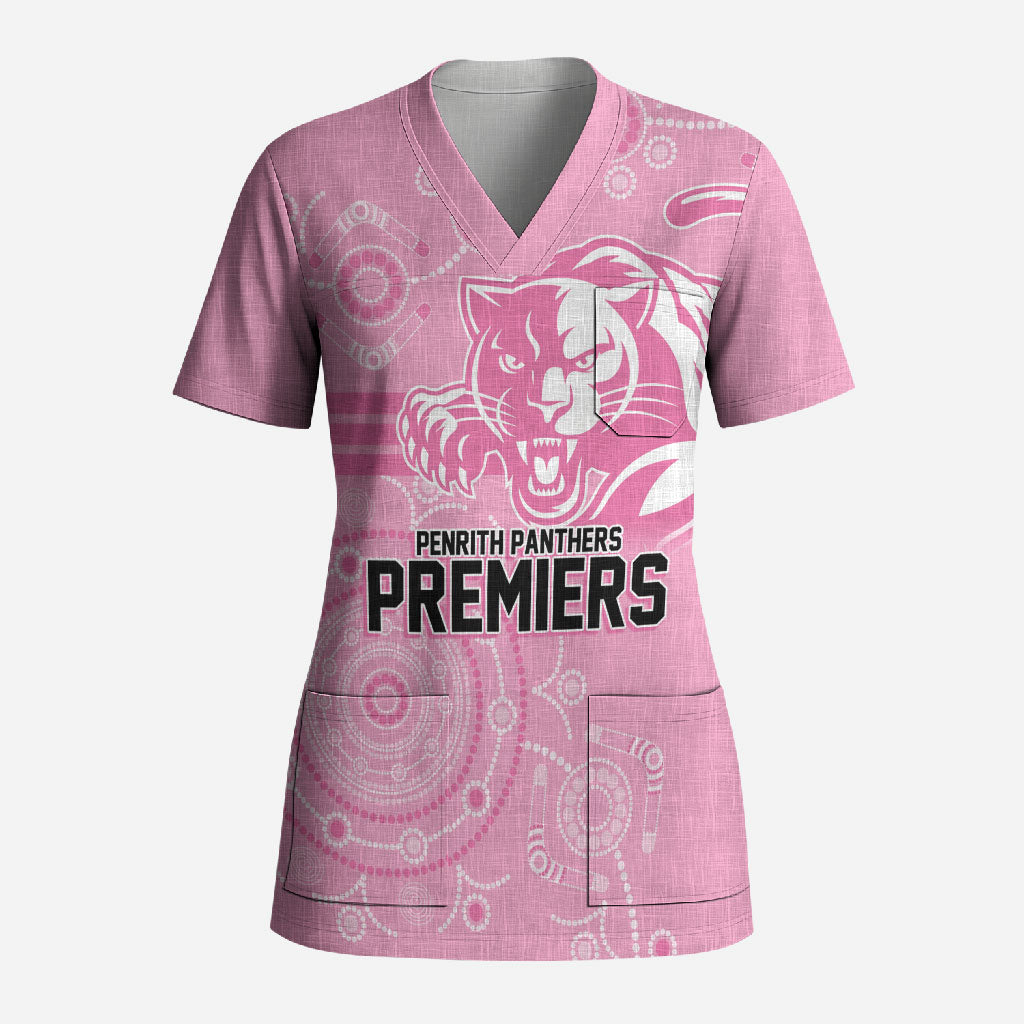 Penrith Premiers 2026 Scrub Top Panthers Seven-Time Premiership Pink