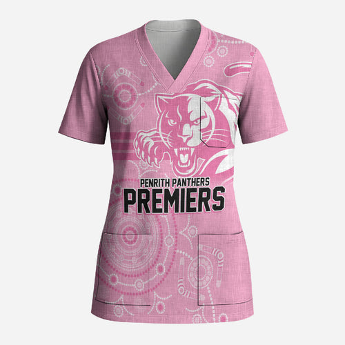 Penrith Premiers 2026 Scrub Top Panthers Seven-Time Premiership Pink