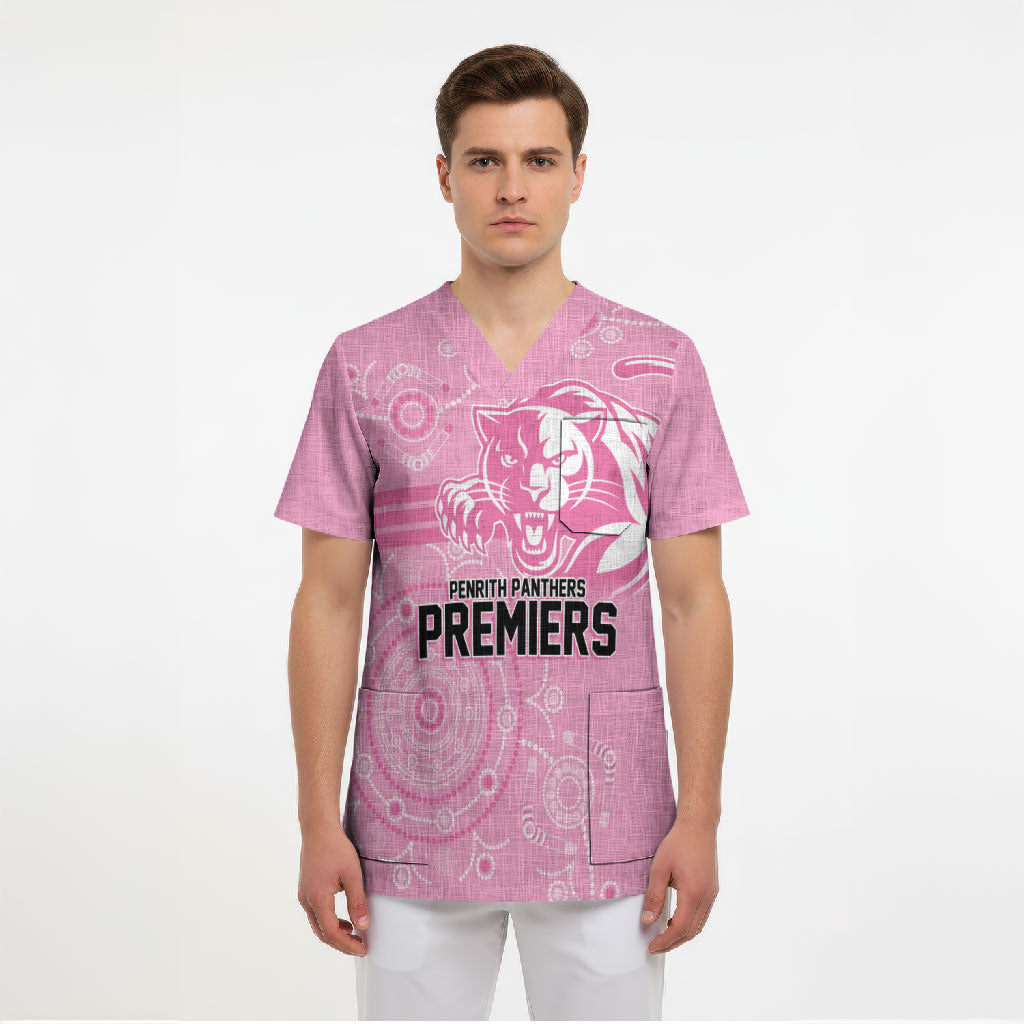 Penrith Premiers 2026 Scrub Top Panthers Seven-Time Premiership Pink