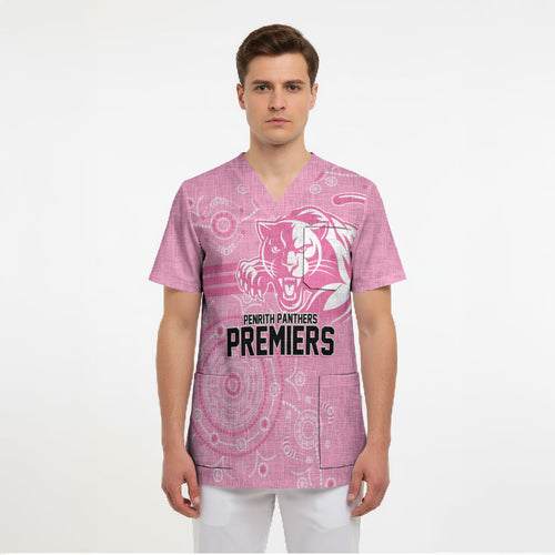 Penrith Premiers 2026 Scrub Top Panthers Seven-Time Premiership Pink