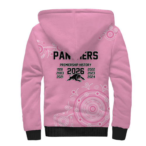 Penrith Premiers 2026 Sherpa Hoodie Panthers Seven-Time Premiership Pink