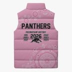Penrith Premiers 2026 Sleeveless Puffer Jacket Panthers Seven-Time Premiership Pink