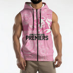 Penrith Premiers 2026 Sleeveless Zip Hoodie Panthers Seven-Time Premiership Pink