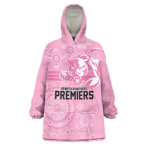 Penrith Premiers 2026 Wearable Blanket Hoodie Panthers Seven-Time Premiership Pink