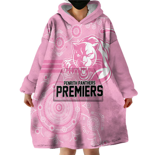 Penrith Premiers 2026 Wearable Blanket Hoodie Panthers Seven-Time Premiership Pink