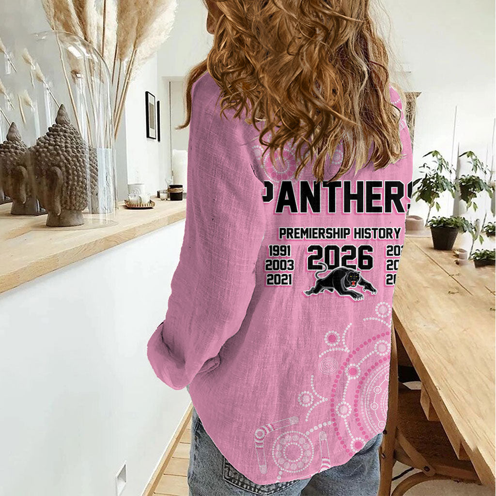 Penrith Premiers 2026 Women Casual Shirt Panthers Seven-Time Premiership Pink