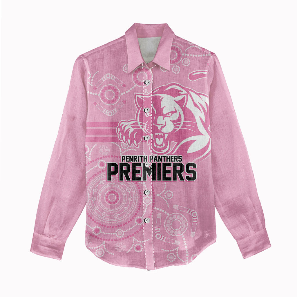 Penrith Premiers 2026 Women Casual Shirt Panthers Seven-Time Premiership Pink
