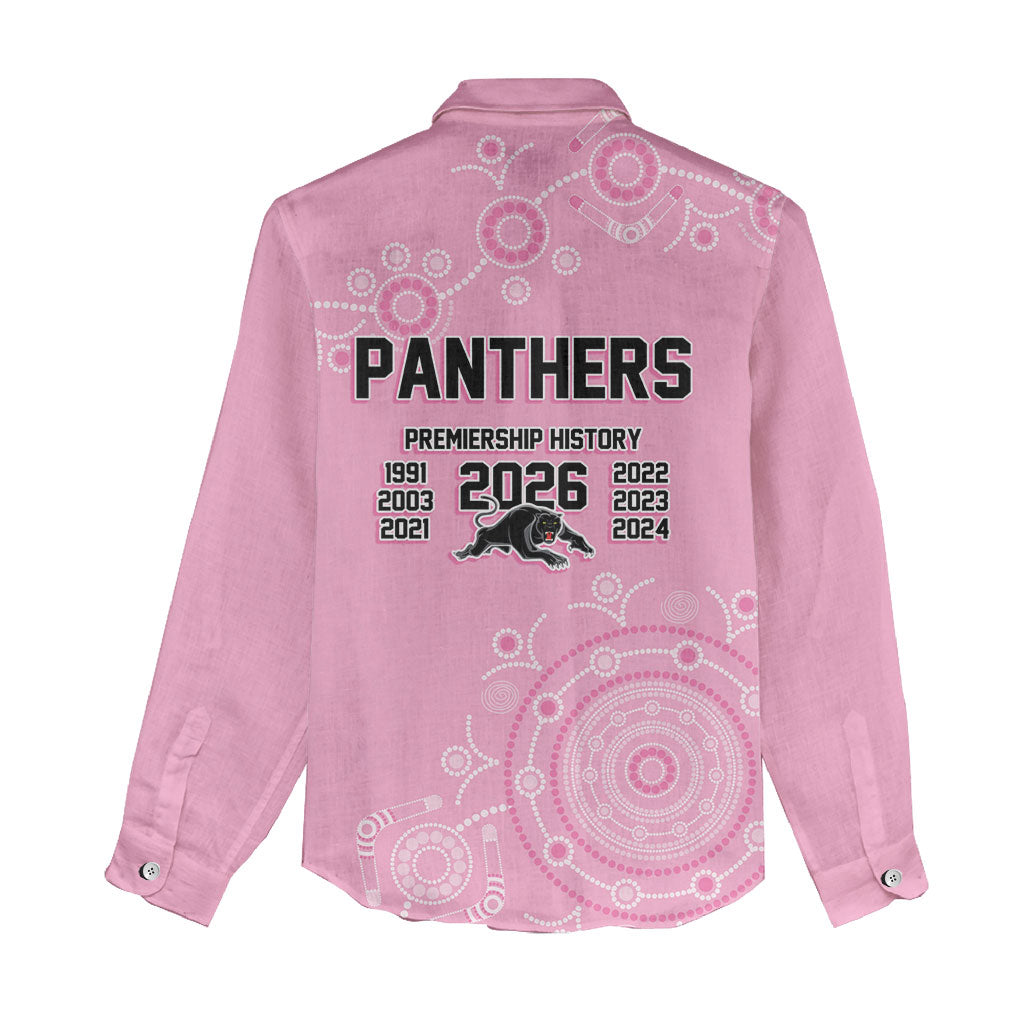 Penrith Premiers 2026 Women Casual Shirt Panthers Seven-Time Premiership Pink