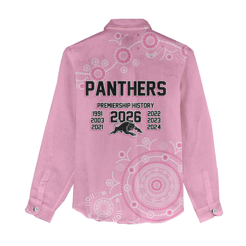 Penrith Premiers 2026 Women Casual Shirt Panthers Seven-Time Premiership Pink