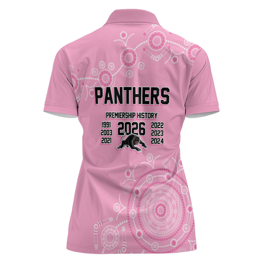 Penrith Premiers 2026 Women Polo Shirt Panthers Seven-Time Premiership Pink
