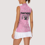 Penrith Premiers 2026 Women Sleeveless Polo Shirt Panthers Seven-Time Premiership Pink