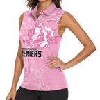 Penrith Premiers 2026 Women Sleeveless Polo Shirt Panthers Seven-Time Premiership Pink